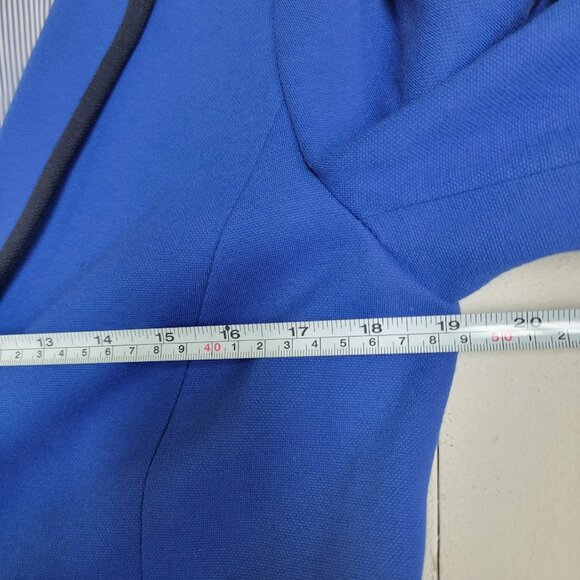Talbots Blue Nautical Aberdeen Knit Blazer Sz 8 Jacket Gold Crest Buttons Career - Picture 6 of 11